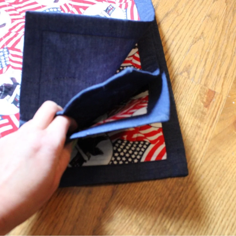Handmade Red White Blue Patriotic July 4th American Flags Quilted Placemats OS